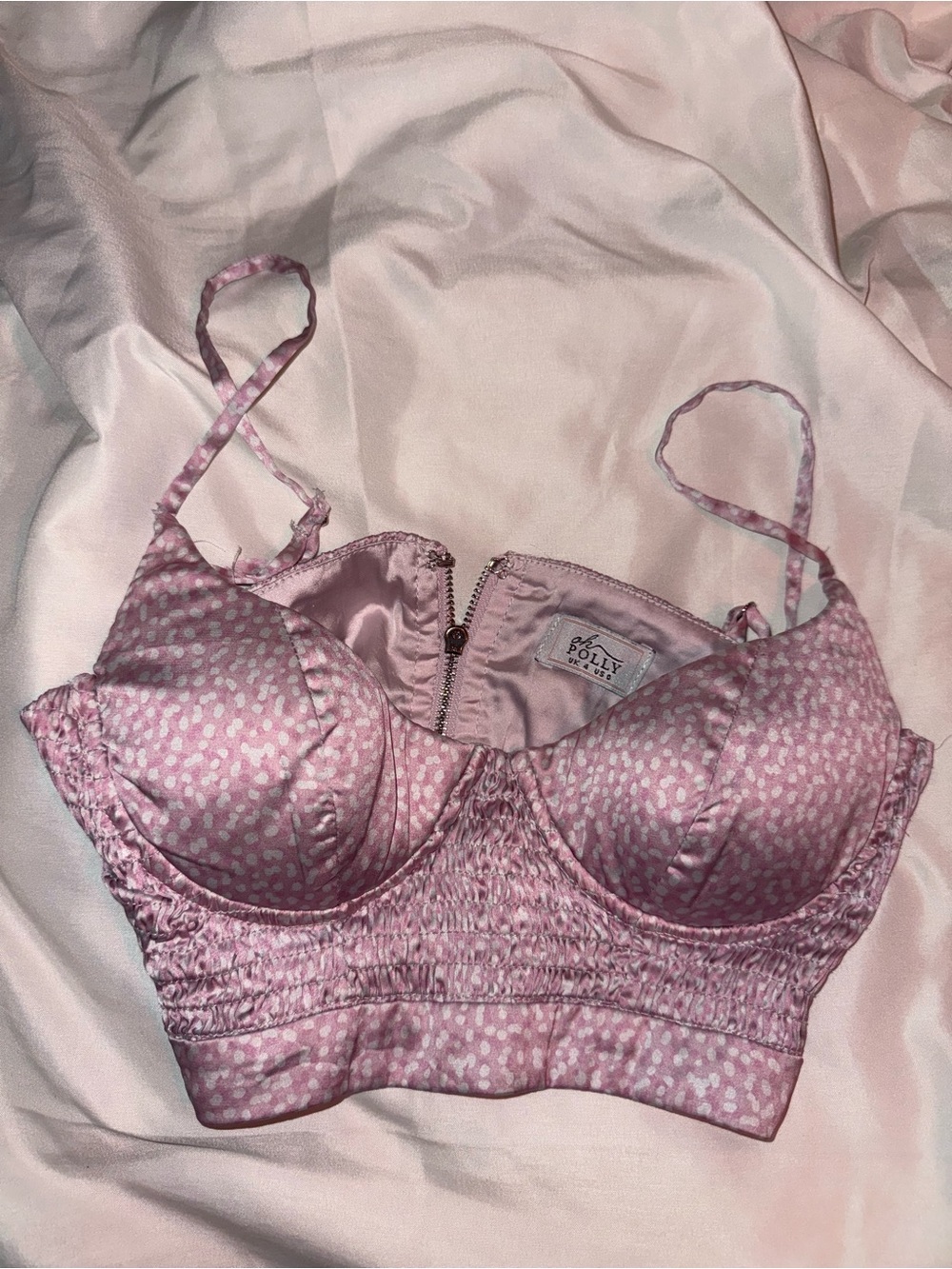 Oh Polly Pink Printed Longline Bralette